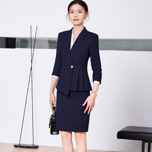 Women's Navy Suit Set Long Sleeve Polyester Workwear For Office Professionals Spring 2025 YX8056 - Product Image 4