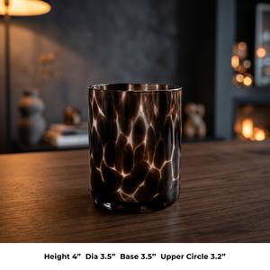Pot à bougie en verre soufflé à la main effet écaille de tortue, bougeoir rond court pour décoration de table et fabrication de bougies DIY - Product Image 2