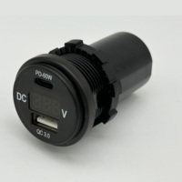 DC 12/24V Tip C PD 3.0 (60W) USB Tip A QC3.0 Girişli Hızlı Şarj Cihazı USB Soketi Dijital Voltmetre Araba, Tekne, Telefon, Tablet için