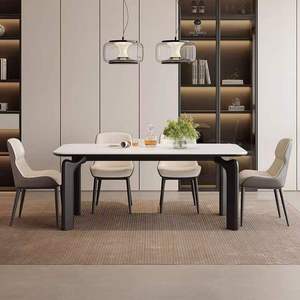 Tavolo da Pranzo di Lusso in Pietra Sinterizzata per 6 Persone con Gambe in Legno, Moderno e Durevole, per <span class=keywords><strong>Ristoranti</strong></span>, Hotel e Arredamento Domestico - Product Image 6