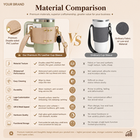 Manchon de luxe personnalisé pour tasse à café avec rivets, support antidérapant en cuir PU pour gobelet à thé Boba