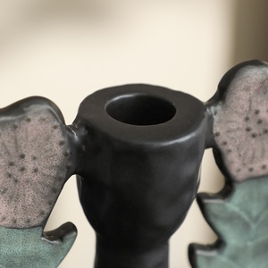 Candelabros <span class=keywords><strong>de</strong></span> Madera Pintados a Mano con Hojas Florales Negras, Arte Moderno, Estilo Botánico Antiguo, para Decoración del Hogar - Product Image 6