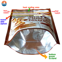 Sachet refermable à fond plat imprimé en héliogravure de qualité alimentaire, résistant à l'humidité, pour chips et aliments en conserve