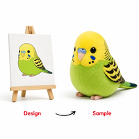 Fabricant de jouets en peluche personnalisés, poupée en peluche personnalisée, perruche verte et jaune vif, jouet en peluche artisanal