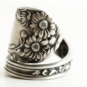 Anillo de Plata Q438 con Diseño de Flor, Estilo Vintage, Unisex, Joyería de Moda, Regalo, Diseño Sencillo - Product Image 2