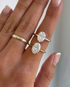 Anillos डी डायमंटे ओवालाडो डी 2ct प्रमाणन इजी ऐनिलो सोलिटेरियो डी डायमैंट डी ओरो मासिजो डे 14k पैरा बोडा - Product Image 1