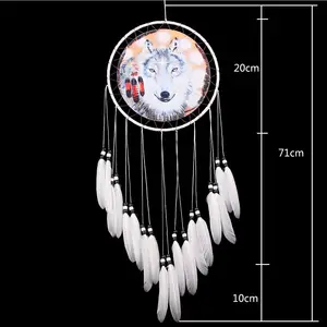 HY CRAFT mengsong find factory custom oil painting handmade Wolf head dream catcher house decoration gifts