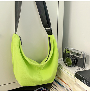 <b>Half</b> <b>Moon</b> Design Nylon <b>Crossbody</b> Shoulder <b>Bag</b> With Adjustable Strap Multi-Color Casual Lightweight Beige Sling <b>Bag</b> - Product Image 2