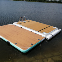 Barco inflable de ocio flotante, muelle de Mar con material de punto de caída para deportes acuáticos