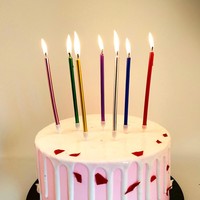 6PCS Roségold Silber lange dünne Kerze Geburtstags torte Party Feiern 3D Bleistift kerzen