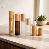 Flacons roll-on en verre avec bouchons en bois de noyer – Petits flacons à bille pour huiles essentielles et parfums, idéaux pour les voyages, le bureau et la maison