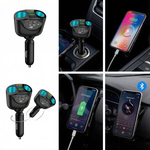 Nuovo Caricabatterie per Auto 12-24V Leggero con Rotazione <span class=keywords><strong>a</strong></span> 360 Gradi, Porte <span class=keywords><strong>A</strong></span>+<span class=keywords><strong>C</strong></span> 66W, Ricarica Super Veloce, BT MP3, Accendisigari - Product Image 3