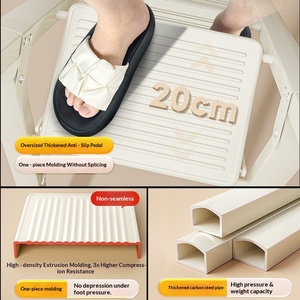 Scala a Pioli Pieghevole in Acciaio al Carbonio per Uso Domestico, Altezza Estesa 1,60m, 3-5 Gradini, Design Multifunzionale Rinforzato - Product Image 3