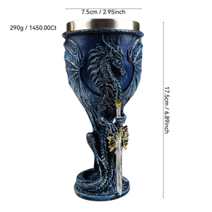 <span class=keywords><strong>Calice</strong></span> Drago Acciaio Inossidabile Vino Birra Bicchiere Pterosauro Metallo Retro Fatto Mano Festa 200ml - Product Image 2