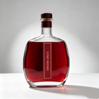 Bouteille en verre givré transparente de 750 ml, personnalisée en usine, de qualité alimentaire, vide, recyclable, avec étiquette, pour gin, tequila, whisky, liqueur