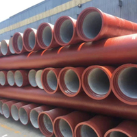 Tuyau en fonte ductile 300 mm, tuyau d'eau en fonte ductile centrifuge rouge avec services de soudage, de découpe et de cintrage, certifié ISO2531