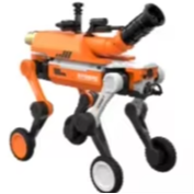 Robot chien à roues pour la lutte contre les incendies, équipé de divers modules, avec interfaces d'extension
