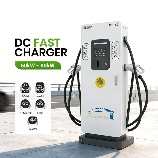 Factory Price 60kw 80kw DC EV Charger IP54 Waterproof Electric Car Charger with RFID APP QR Code Payment