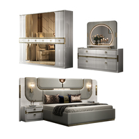 Ensemble de meubles de chambre à coucher en bois de luxe, nouveau design, lit double en cuir, suite de villa, cadre en bois moderne, taille king size