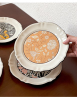Plat de service plat vintage à fleurs de style français de 8 pouces, assiettes de dîner en porcelaine de luxe pour restaurant