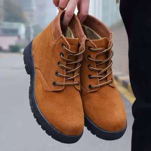 Chaussures de sécurité à bout en acier pour hommes, bottes de travail respirantes et antidérapantes à talon bas pour soudeurs, toutes saisons - Product Image 1