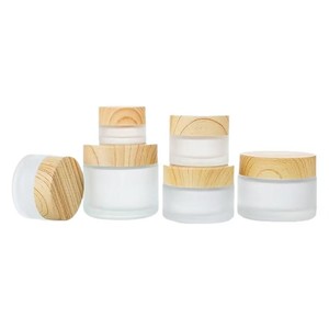 Luxury Frosted Glass <strong>Jars</strong> with Lids for <strong>Cosmetic</strong> Wood Grain Lid Glass 5-100g clear <strong>Cosmetics</strong> Bottle for Eye Cream Face Cream - Product Image 6