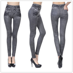 Denim imprimé pour femmes imiter les <span class=keywords><strong>jeans</strong></span> ressemblent à des <span class=keywords><strong>leggings</strong></span> Sexy extensible taille haute Slim Skinny jegging avec poche - Product Image 6