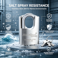 Cadenas industriel Rarlux durable antivol à clé, en acier inoxydable, avec couvercle en arc, conception étanche, haute sécurité