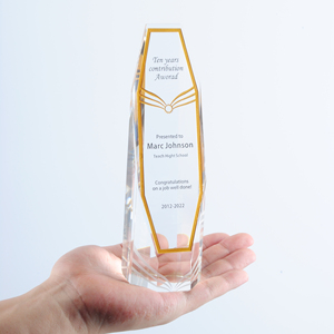 थोक हीरा क्रिस्टल पुरस्कार ट्रॉफी 4 इंच/6 इंच/8 इंच हेक्सागोन स्तंभ क्रिस्टल ट्रॉफी - Product Image 5