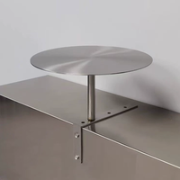 Table Ronde Murale Robuste et Compacte en Acier Inoxydable, Idéale pour Bistro, Café ou Bar Commercial, Design Floral Original