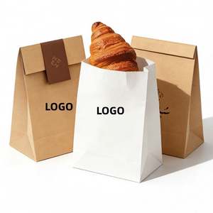 Sacs en papier personnalisés avec logo imprimé, qualité alimentaire, pour boulangerie, biscuits, pain, snacks, papier blanc - Product Image 4