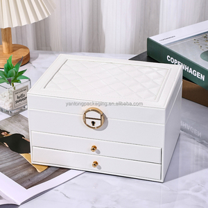 Caja de almacenamiento de joyería de PU de gama alta, organizador de existencias de gran capacidad de tres capas para collares, accesorios de mano, Impresión de embalaje - Product Image 4