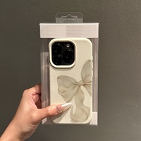 Coque de téléphone minimaliste grise à motif nœud papillon pour iPhone 13 14 15 16 17 18 Pro Max, texture cuir, antichoc, protection arrière, vente en gros