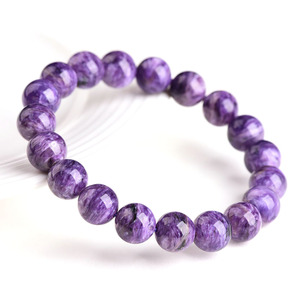 Pulseras de cristal de charoita púrpura natural de alta calidad estilo Feng Shui pulido a la venta - Product Image 1