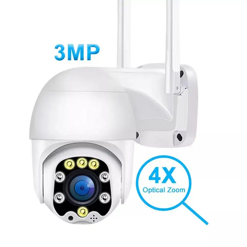 3MP Optical 4X Zoom IP PTZ Security Protection Outdoor Camera Auto Tracking Night Version WiFi Surveillance Camera Xmeye Icsee