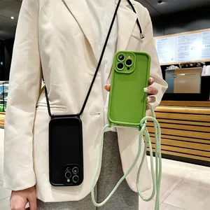 เคสโทรศัพท์สำหรับ <span class=keywords><strong>iPhone</strong></span> 16 14 13 15 PRO MAX 12 11 x XR XS <span class=keywords><strong>plus</strong></span> <span class=keywords><strong>SE</strong></span> <span class=keywords><strong>2022</strong></span> Crossbody ปรับได้เชือกเส้นเล็กกรอบนุ่ม - Product Image 5