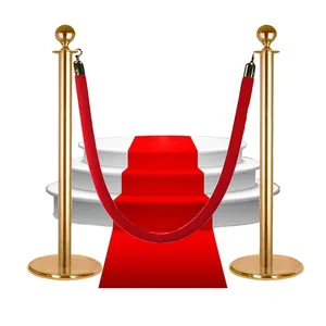 Outdoor gold airport line crowd control systems red carpet poles velvet rope post queue tape dividers barricade stand