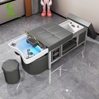 Personnalisé Moderne en Cuir Véritable Multifonctionnel Lavage des Cheveux Massage Salon de Beauté Lit Shampooing Bol Équipement de Spa Personnalisable 2