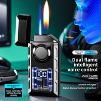 Briquet noir à la mode TikTok même style personnalisé créatif allumage par induction à commande vocale Source de vente en gros transfrontalière