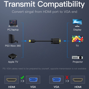 Cable HDMI a VGA de 1,8 m Full HD 1080p con audio para proyector de ordenador portátil - Product Image 5