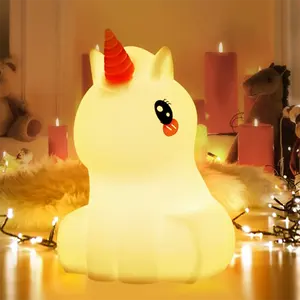 Cute Kids Night Light Color Changing Unicorn Lamp LED Nursery Night Lights For Kids Animal Lamps With Tap Remote Control