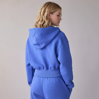 Setelan Olahraga Wanita dengan Logo Kustom, Terbuat dari Fleece, Model Longgar, Terdiri dari Hoodie Sweatshirt Beritsleting Penuh dan Celana Jogger, 2 Potong.