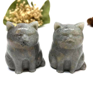 Wholesale Natural Crystal Labradorite Obsidian <strong>Figurine</strong> Engraved Fat <strong>Cat</strong> for Gift Fashion Trend - Product Image 5