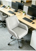 Chaise de bureau pivotante ergonomique moderne avec accoudoirs fixes, dossier solide, design nordique, structure en acier, roulettes et réglage de la hauteur, idéale pour les cadres.