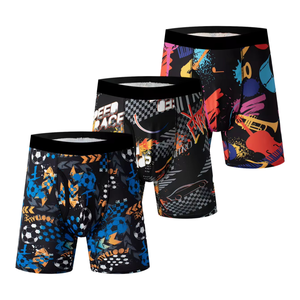 Lot de 3 boxers imprimés tendance pour hommes, respirants, doux, séchage rapide, en soie glacée, sous-vêtements de sport tricotés numériquement - Product Image 1