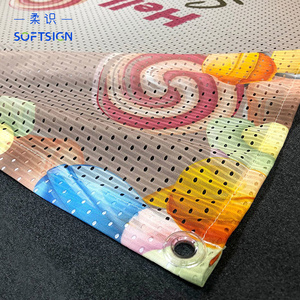 Tùy Chỉnh 100% <span class=keywords><strong>Polyester</strong></span> Không Thấm Nước Không Khí Lưới Dệt Vải Biểu Ngữ Truyền Nhiệt In Treo Thiết Kế Chào Mừng Bạn Quà Tặng Cờ - Product Image 3