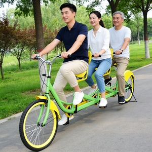 Bicicletta Elettrica <span class=keywords><strong>Tandem</strong></span> a Tre Posti di Alta Qualità, <span class=keywords><strong>Bici</strong></span> Familiare Regolabile per Tempo Libero all'Aperto, Passeggiate nel Parco e Divertimento - Product Image 2
