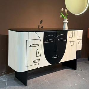 מעצב מודרני יצירתי ארון צד עץ כניסה מסוגנן בסגנון עתיק ארון תבליט - Product Image 3