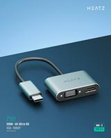 USB C Hub Monitor ganda 4 1 adaptor 4K, untuk Laptop HDMI 1080P VGA kompatibel MacBook Air/Pro untuk Dell XPS Surface iMac 5Gbps 100W