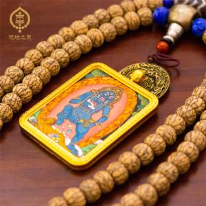Quà Tặng Lãnh Đạo màu sắc khoáng sản, Mặt dây chuyền Tangka vẽ tay đạo đức doanh nghiệp jambhala đen, biểu tượng lợi nhuận cân bằng, - Product Image 5